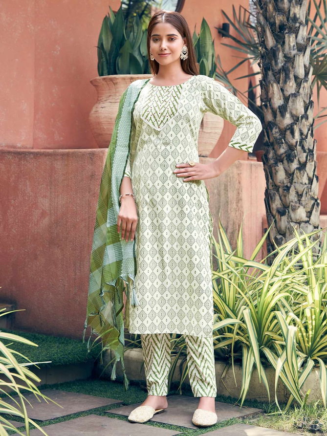 Kalaai Fashion Cotton Printed Kurti With Bottom Dupatta Suppliers in India
